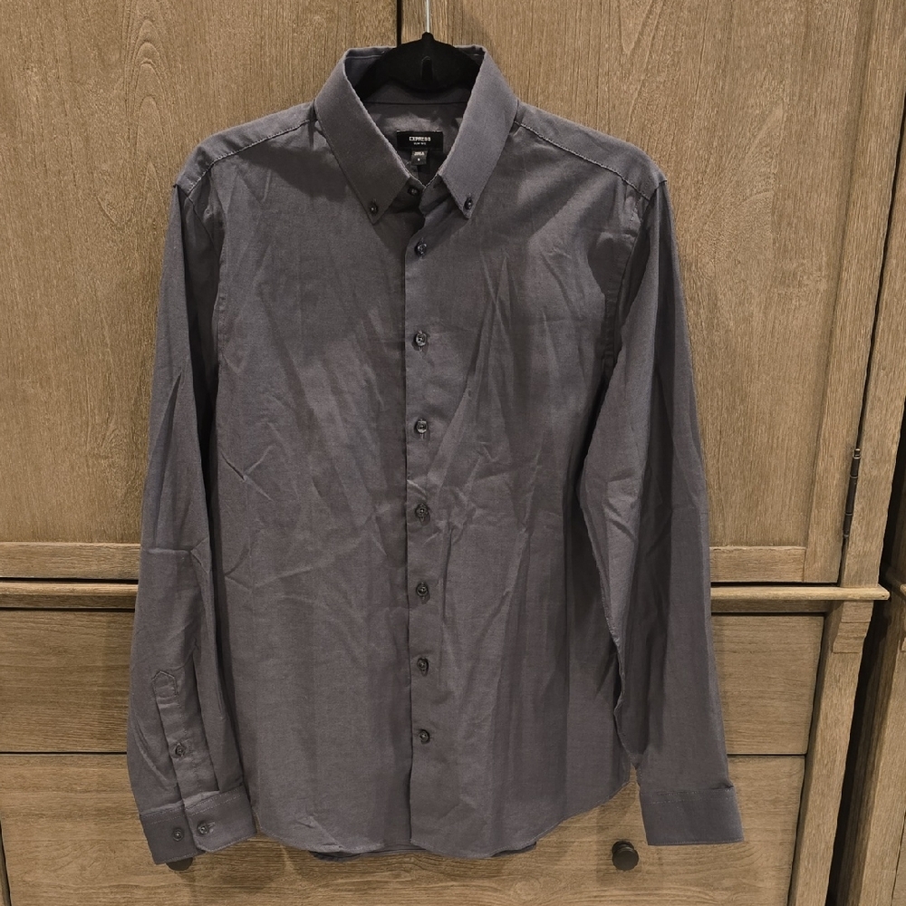 Express Dark Gray Button Down Shirt